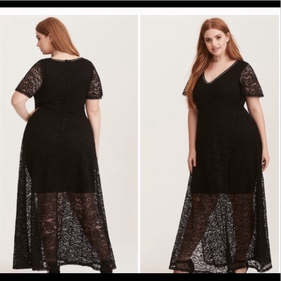 torrid black lace maxi dress